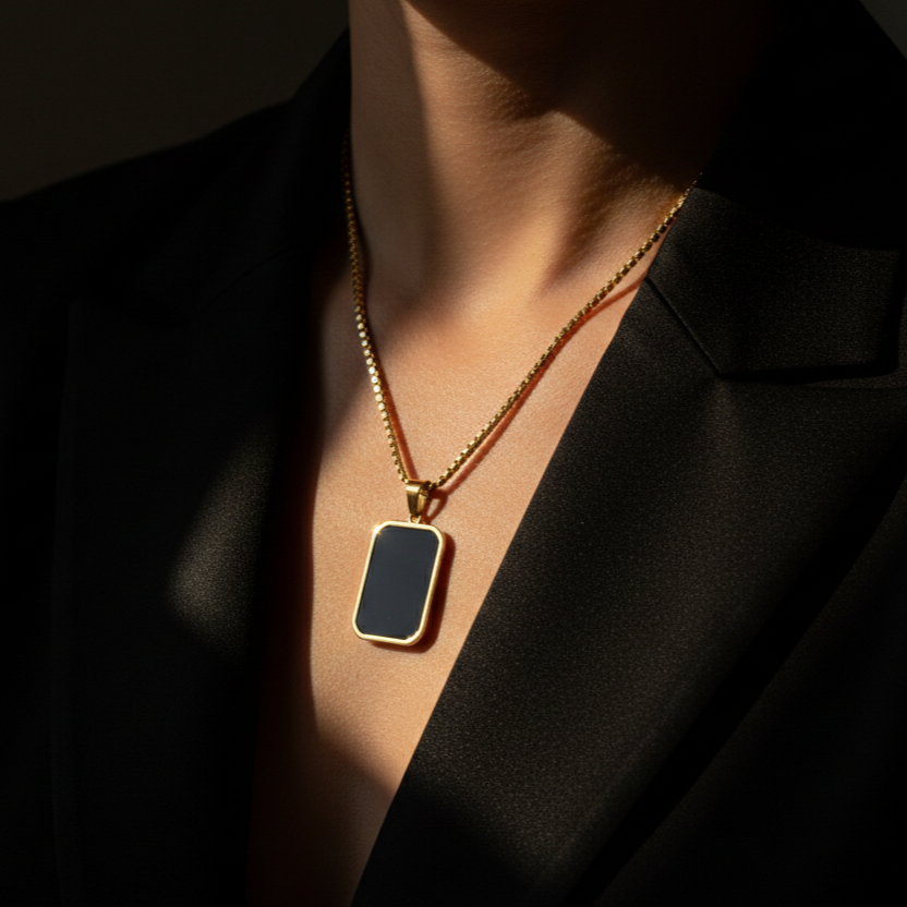 The Ornavi Onyx-Zenith Rectangle Pendant