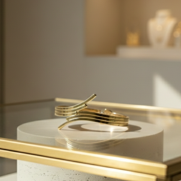 The Valerius Aegis Bangle | 18K Gold PVD Forged Steel | Waterproof & Perfume-Proof