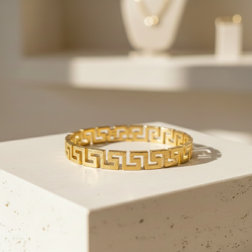 The Sultana Aegis Bangle | 18K Gold PVD Forged Steel | Waterproof & Perfume-Proof