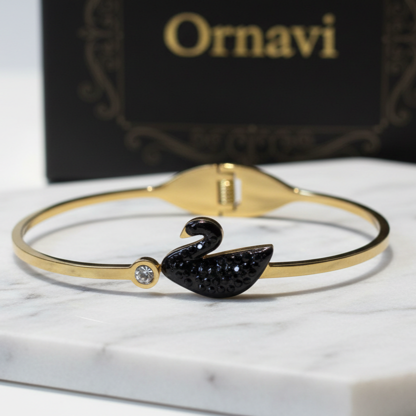 The Swan Bangle | 18K Gold PVD Forged Steel | Tarnish-Free & Waterproof
