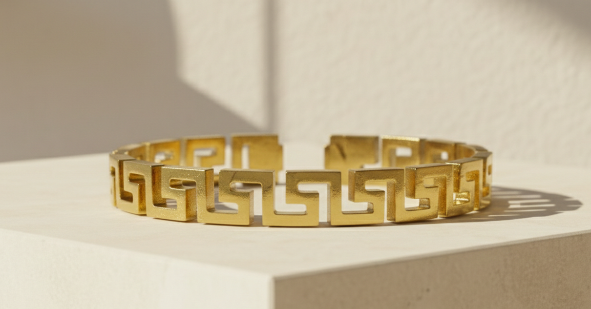 The Sultana Aegis Bangle | 18K Gold PVD Forged Steel | Waterproof & Perfume-Proof