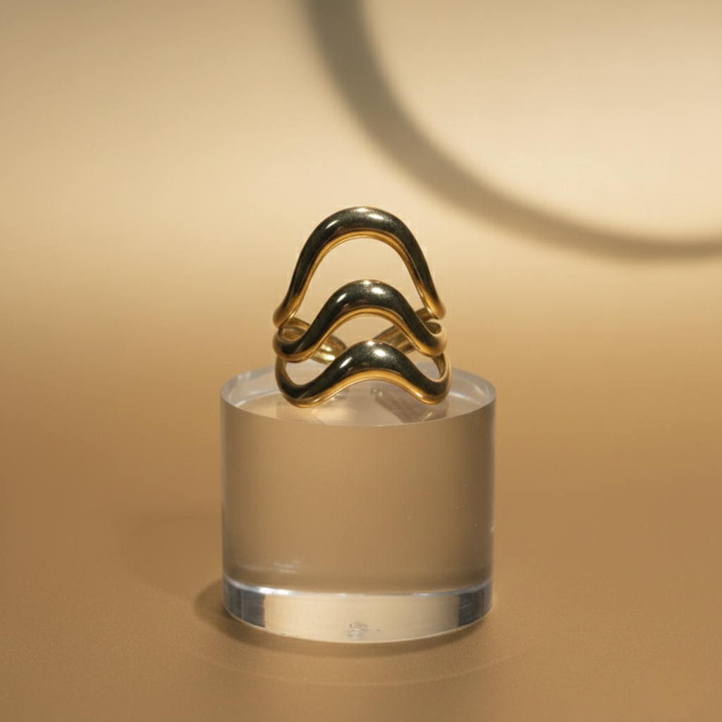 The Triple Solstice | Sculptural Triple-Wave  Adjustable Ring