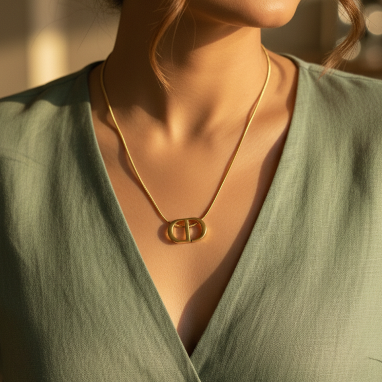 The Icon Pendant Necklace – 18K PVD Gold Finish on Snake Chain