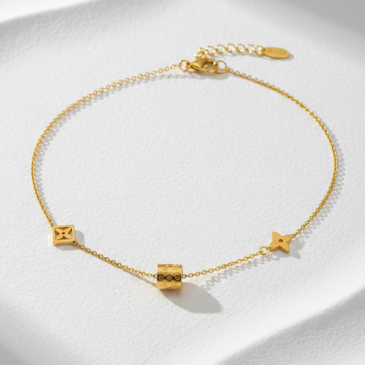 Ziba Monogram Charm Necklace – 18K Gold Plated Designer-Inspired Piece