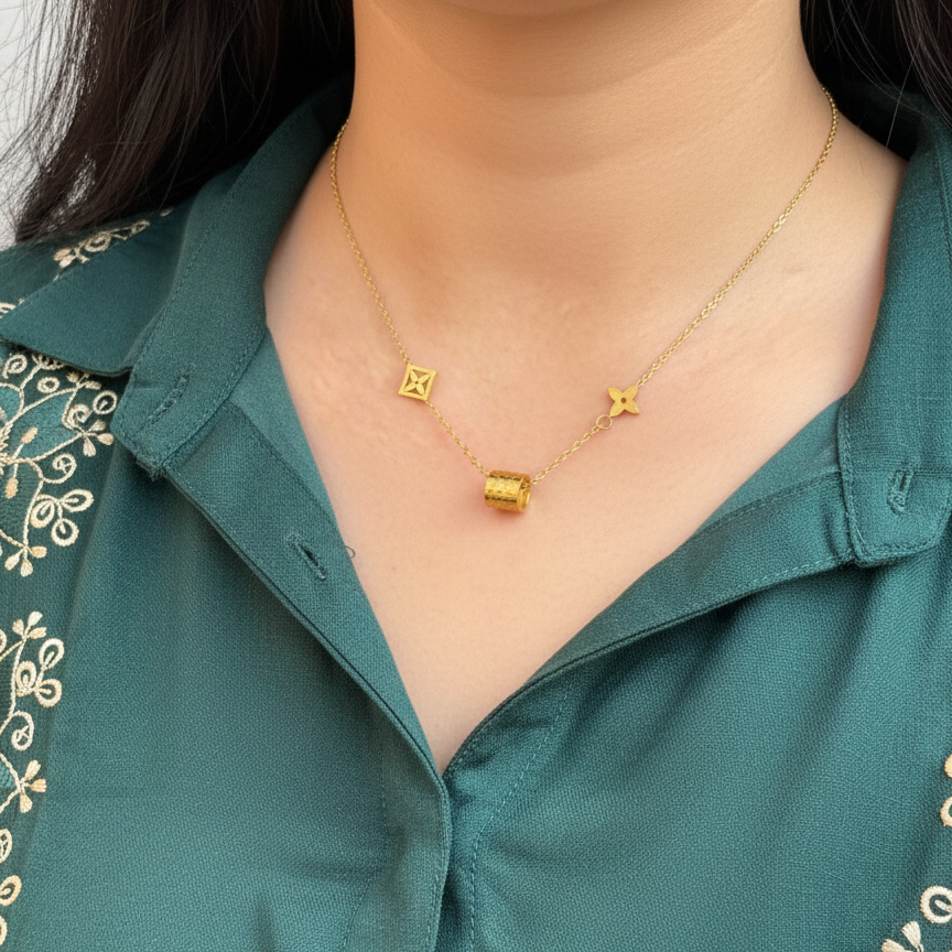 Ziba Monogram Charm Necklace – 18K Gold Plated Designer-Inspired Piece